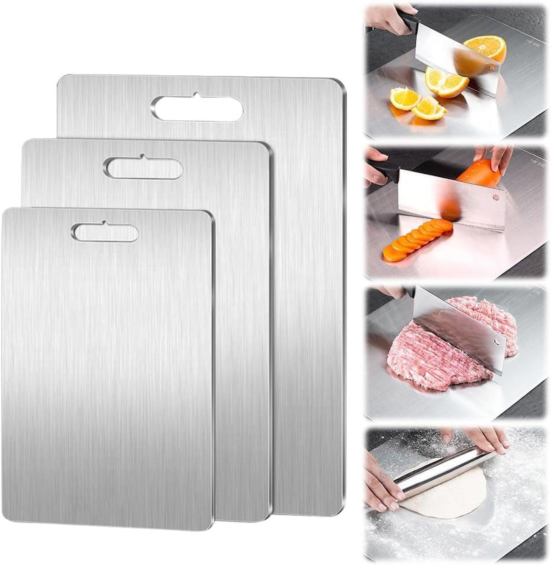 New Titanium Cutting Boards - 100% Pure Titanium Cutting Boards for Kitchen - Cutting Edge Hygiene & Durability, Double Sided Medical-grade Titanium Cutting Mat from Japan (15 x 11 in) 15" x 11".
