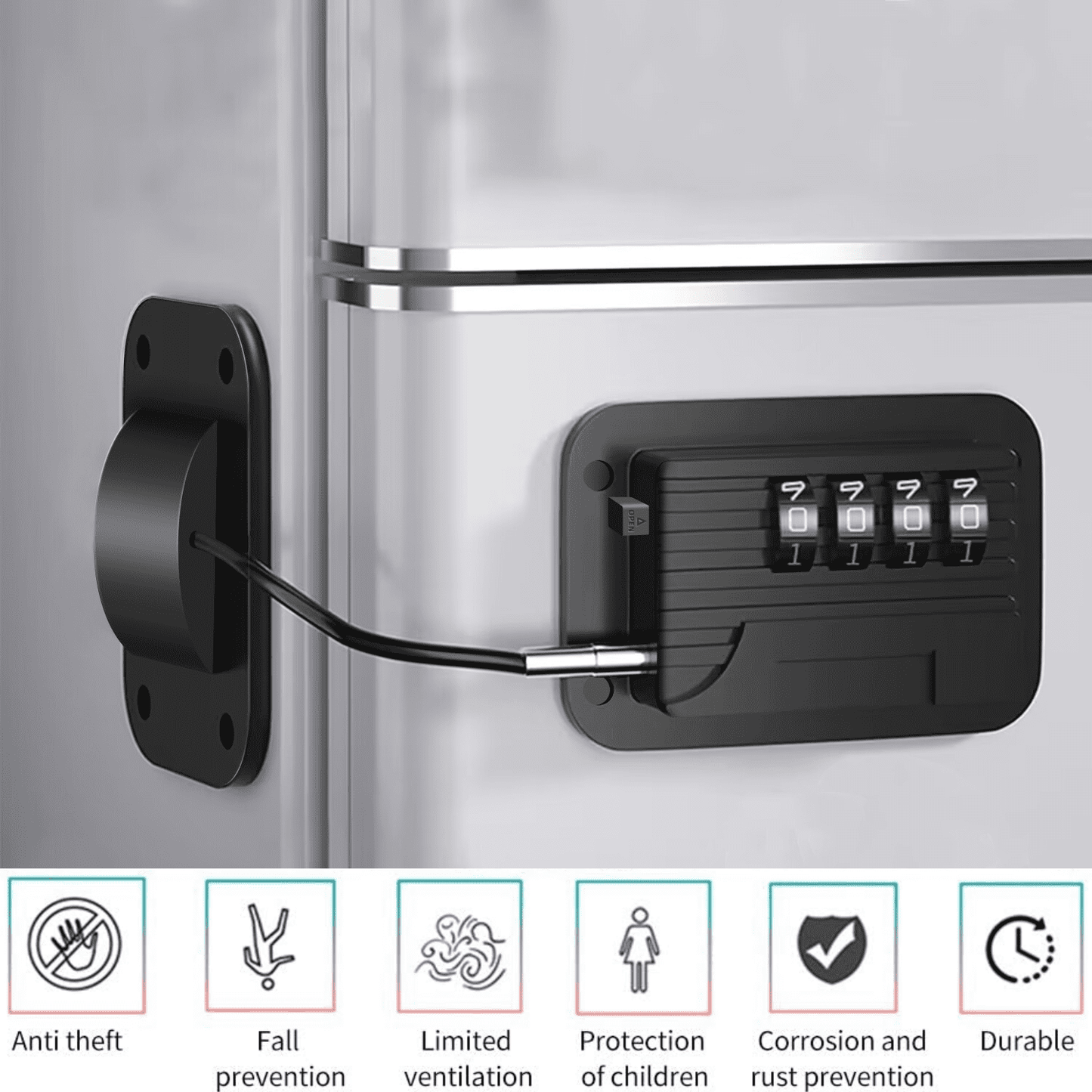 Baby Proofing, Refrigerator lock, Baby Safety Locks for Cabinets, Cabinet Locks for Babies, No Drilling Child Safety Cabinet Locks for Latching to Drawer Door Fridge Oven Toilet Seat Black