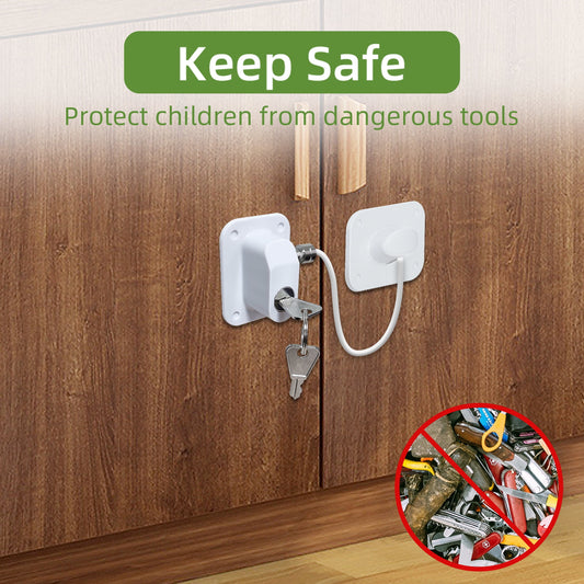 Baby Proofing, Refrigerator lock, Baby Safety Locks for Cabinets, Cabinet Locks for Babies, No Drilling Child Safety Cabinet Locks for Latching to Drawer Door Fridge Oven Toilet Seat White