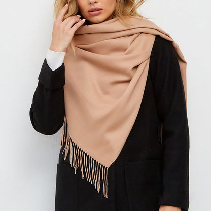 Delayuji Pashmina Scarf for Women Scarf for Women Women Pashmina Scarf Soft Solid Plain Shawl Wrap Fashion Warm Neck with Fringes A Red A Multicolor
