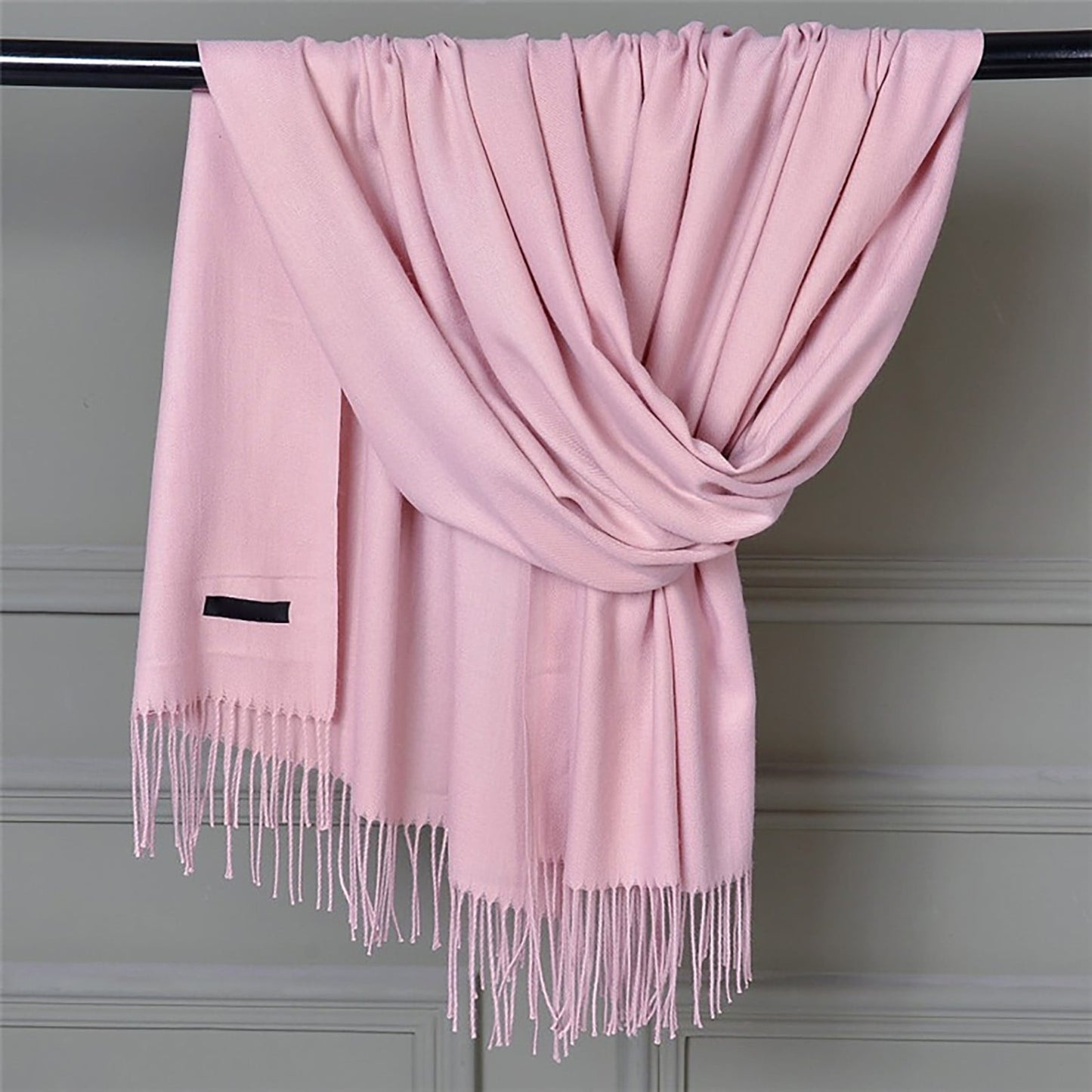 Delayuji Pashmina Scarf for Women Scarf for Women Women Pashmina Scarf Soft Solid Plain Shawl Wrap Fashion Warm Neck with Fringes A Red A Pink