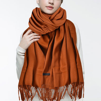 Delayuji Pashmina Scarf for Women Scarf for Women Women Pashmina Scarf Soft Solid Plain Shawl Wrap Fashion Warm Neck with Fringes A Red A Pink