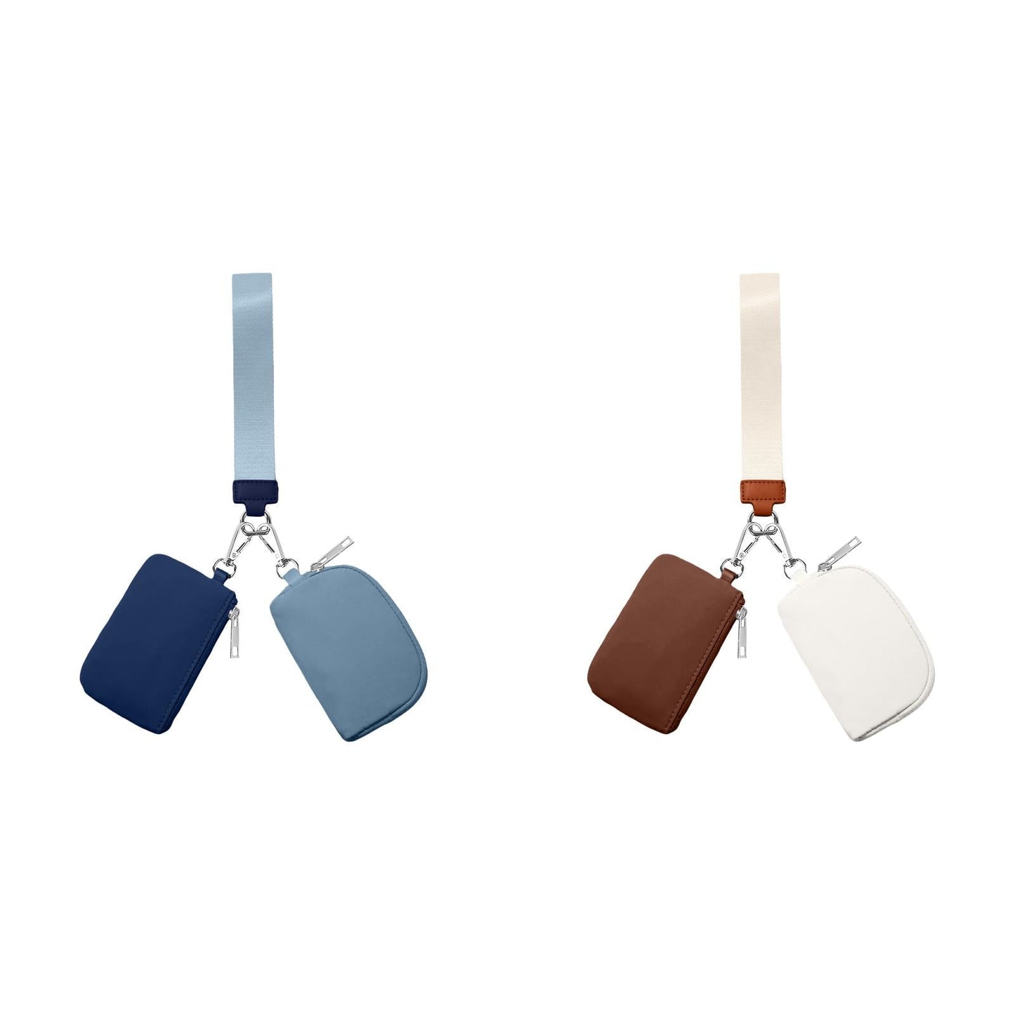 3/2/1PCS Keychain Wallet Mini Zip Around Wristlet Wallets For Women Detachable Dual Pouch Wristlet Portable Coin Purse Small Wallets For Travel Sports Outdoors Blue 1PCS & Brown 1PCS