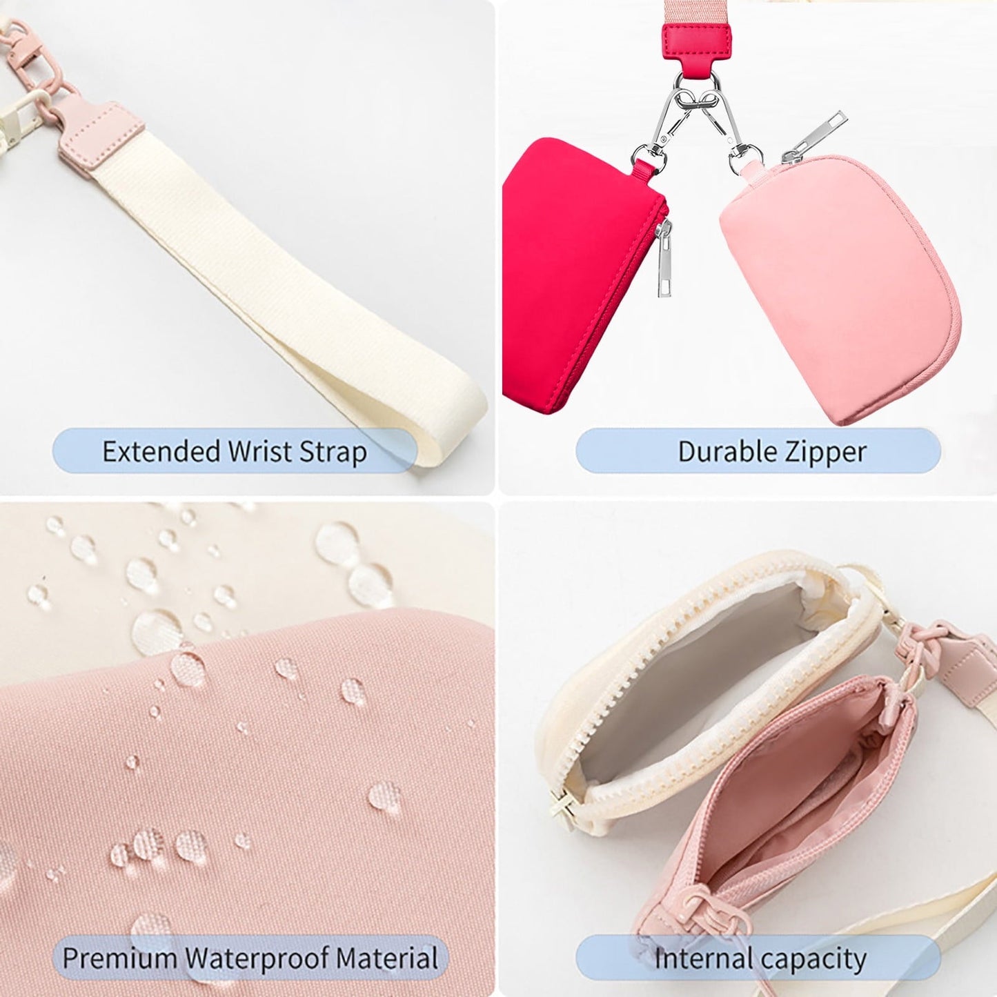 3/2/1PCS Keychain Wallet Mini Zip Around Wristlet Wallets For Women Detachable Dual Pouch Wristlet Portable Coin Purse Small Wallets For Travel Sports Outdoors W-Watermelon Red 1PCS & Mint Green 1PCS & Brown 1PCS