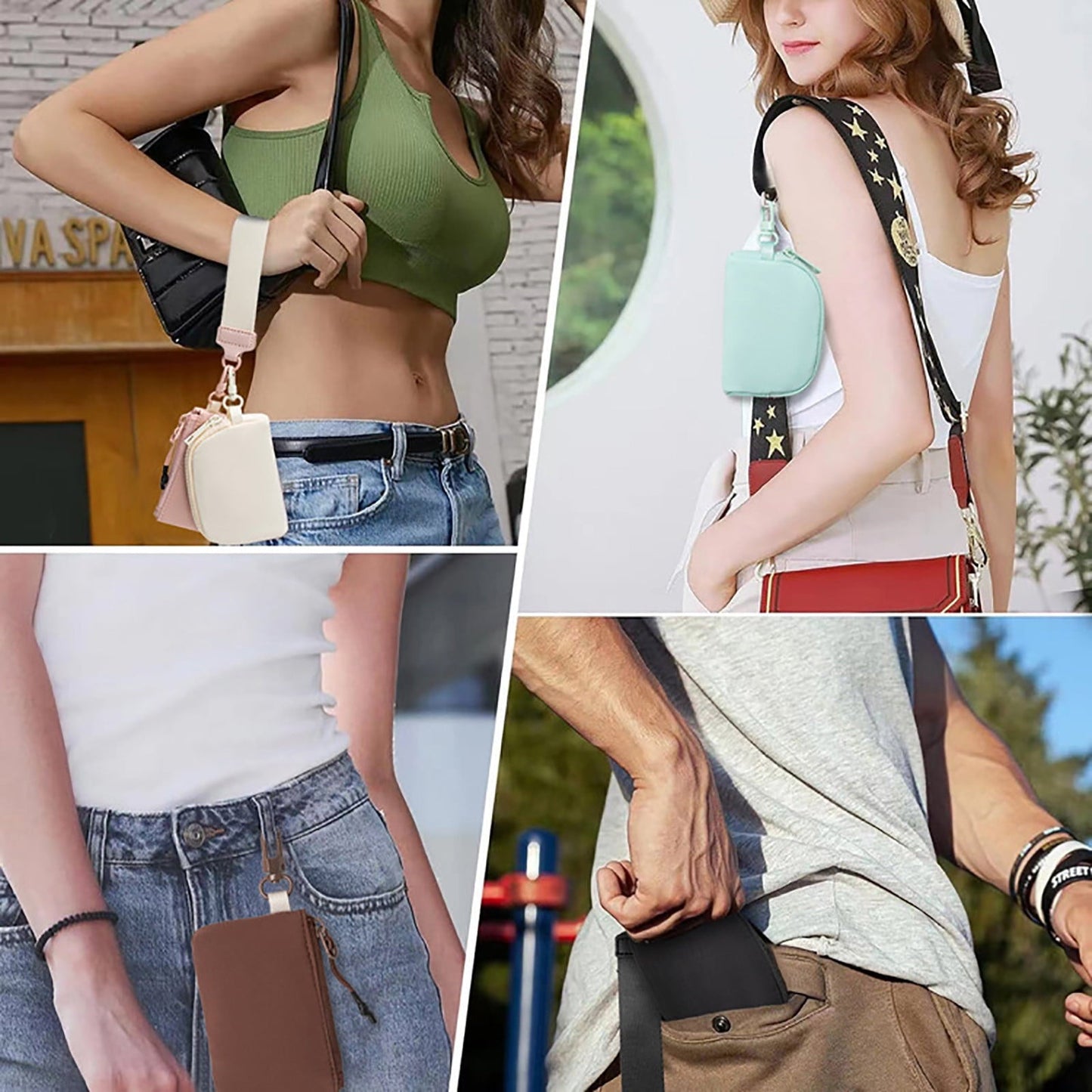 3/2/1PCS Keychain Wallet Mini Zip Around Wristlet Wallets For Women Detachable Dual Pouch Wristlet Portable Coin Purse Small Wallets For Travel Sports Outdoors W-Watermelon Red 1PCS & Mint Green 1PCS & Brown 1PCS
