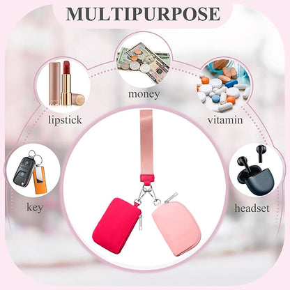 3/2/1PCS Keychain Wallet Mini Zip Around Wristlet Wallets For Women Detachable Dual Pouch Wristlet Portable Coin Purse Small Wallets For Travel Sports Outdoors Watermelon Red 2PCS