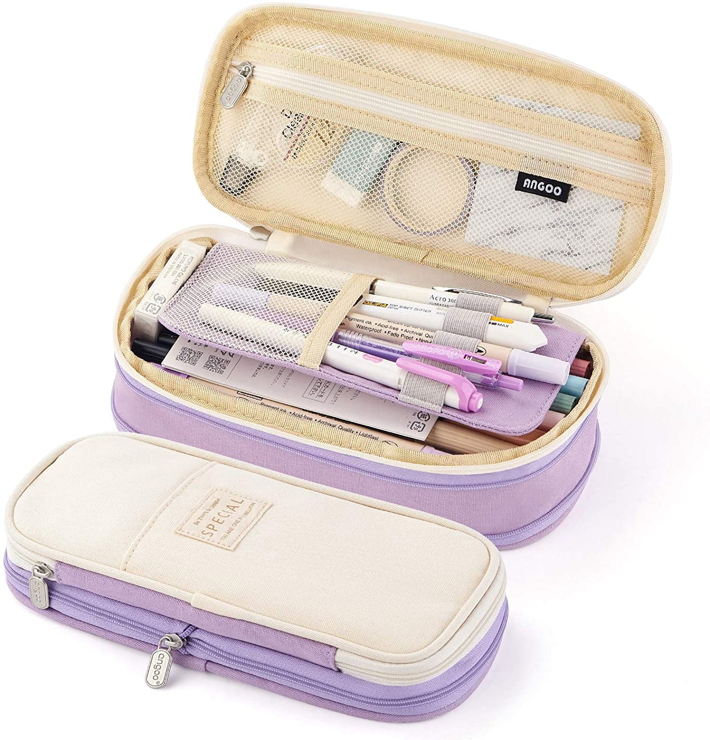 CICIMELON Big Capacity Pencil Pen Case Large Storage Pencil Bag Pouch Organizer (Purple) Purple