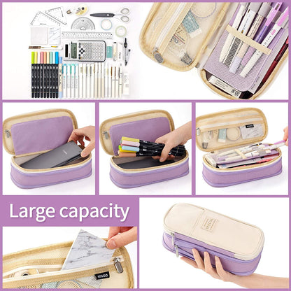 CICIMELON Big Capacity Pencil Pen Case Large Storage Pencil Bag Pouch Organizer (Purple) Purple