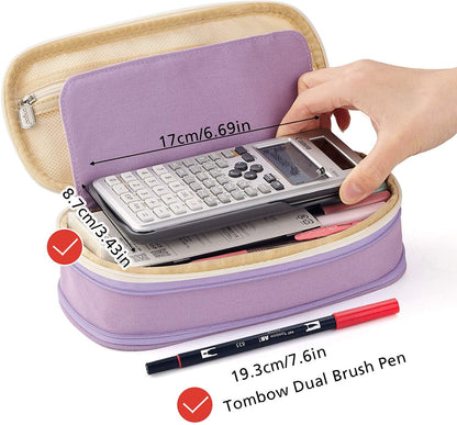 CICIMELON Big Capacity Pencil Pen Case Large Storage Pencil Bag Pouch Organizer (Purple) Purple