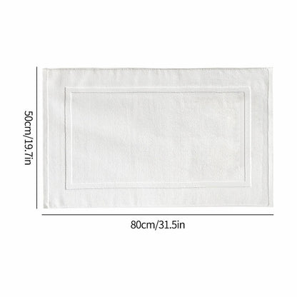 2PCS White Cotton Classic Rug Bath Mats Absorbent Cotton Hotel Spa Shower Bathtub Mats [Not A Bathroom Rug] Machine Washable Shower Bathroom Floor Towel F-White 2PCS
