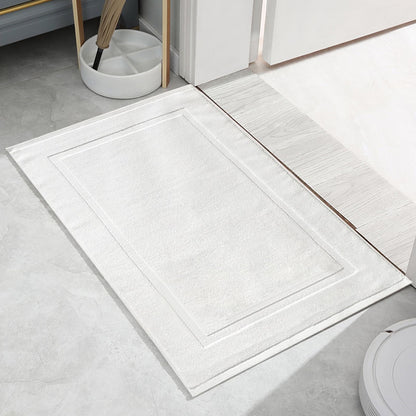 2PCS White Cotton Classic Rug Bath Mats Absorbent Cotton Hotel Spa Shower Bathtub Mats [Not A Bathroom Rug] Machine Washable Shower Bathroom Floor Towel F-White 2PCS