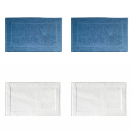 2PCS White Cotton Classic Rug Bath Mats Absorbent Cotton Hotel Spa Shower Bathtub Mats [Not A Bathroom Rug] Machine Washable Shower Bathroom Floor Towel F-White 2PCS & C 2PCS