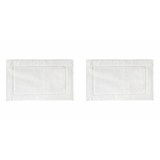 2PCS White Cotton Classic Rug Bath Mats Absorbent Cotton Hotel Spa Shower Bathtub Mats [Not A Bathroom Rug] Machine Washable Shower Bathroom Floor Towel White 2PCS