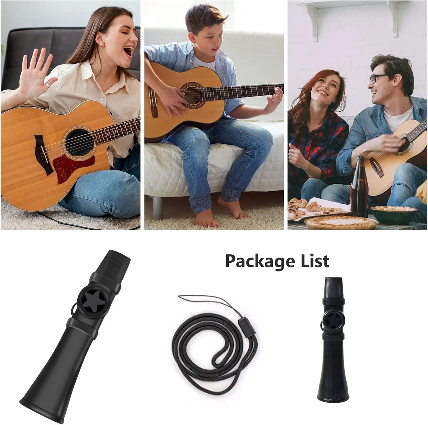 Professional Kazoo for Adults Kids, Upgrade Plastic Kazoos with Adjustable Tone Multi Colors Kazoo Musical Instruments for Guitar, Ukulele, Piano & Violin, Easy to Learn (Blue) Black#004