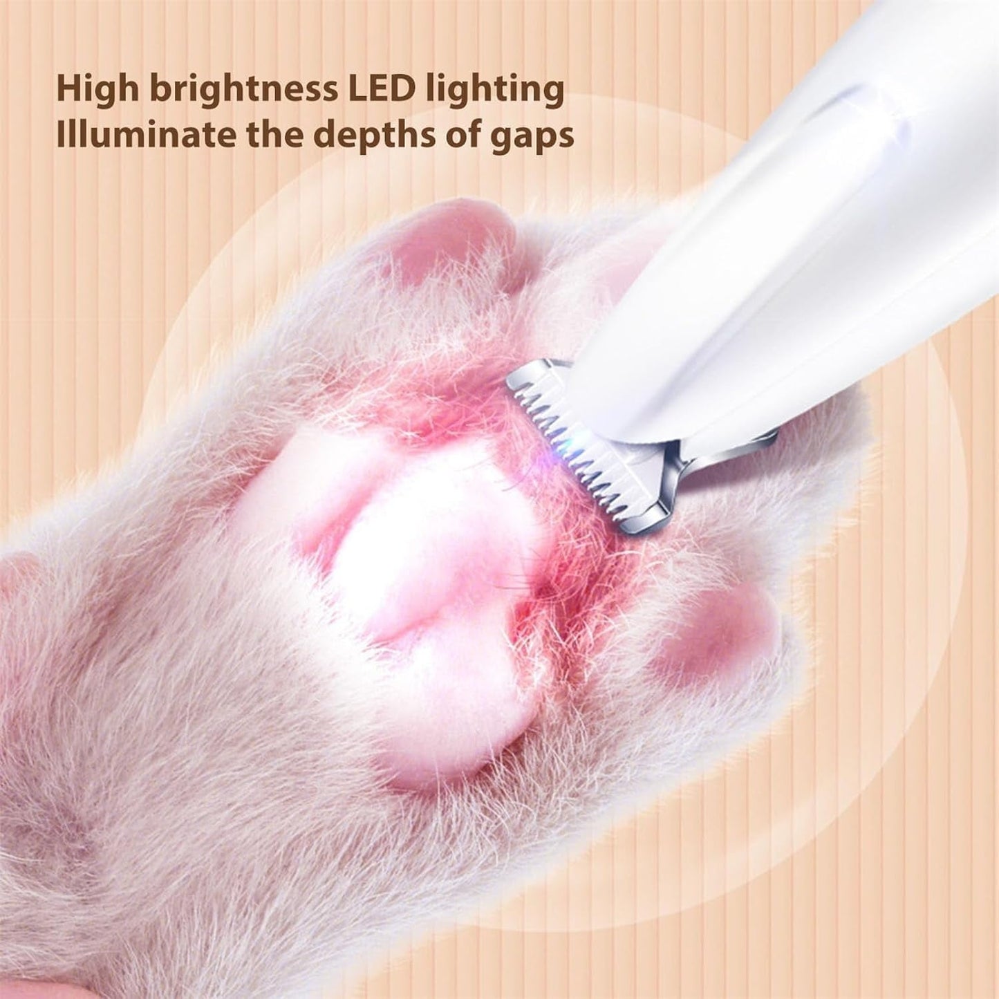 Belvedere Cat Grooming Trimmer - Rechargeable Low Noise Clipper with LED Light, Waterproof & Precision for Sensitive Areas 1set
