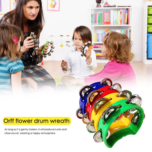 Kotyreds 4pcs Hand Tambourine Drum Bell Metal Jingles Percussion Kids Musical Game Toys One Size Multicolor