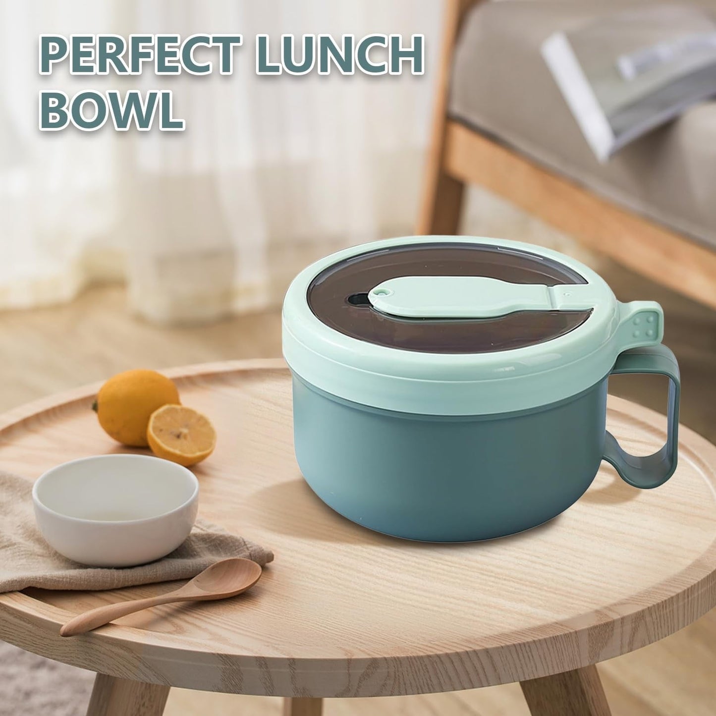 Ramen BBlueowl, Soup Bowls, Microwave Ramen Bowl with Lid, Lunch Box with Lid, Durable and Heat Resistant Bowl for Noodles, Rice, and Soups, Perfect for Home, Office, or School Meals， Z2_Green