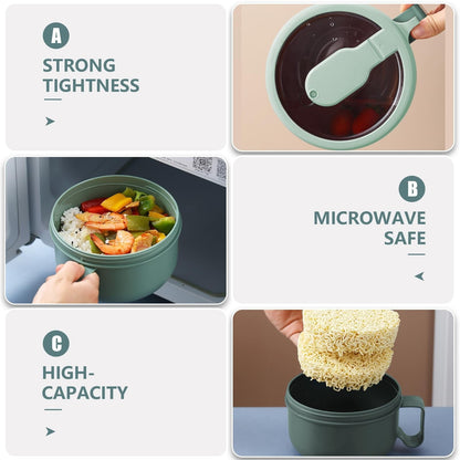 Ramen BBlueowl, Soup Bowls, Microwave Ramen Bowl with Lid, Lunch Box with Lid, Durable and Heat Resistant Bowl for Noodles, Rice, and Soups, Perfect for Home, Office, or School Meals， Z2_Green