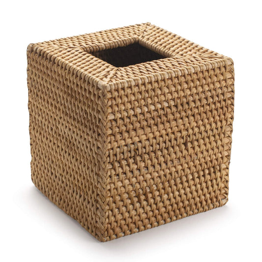 [Gazdag]Rattan Tissue Box Cover Square, Hand Woven Wicker Tissue Holder, 5.5 x 5.5 X 5.7 inch, Natural