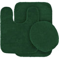 Gorgeous Home Linen Bathroom 6 Modern Solid Print 3-Count Grey Polyester Bath Rugs, 18 x 28, Non-Slip Backing Dark Green