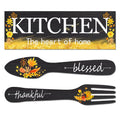 3 Pieces Sunflower Kitchen Decor Spring Decorations Blessed Thankful Wooden Hanging Sign Sunflower Gifts Wall Art Decor Farmhouse Summer Home Decor for Kitchen black