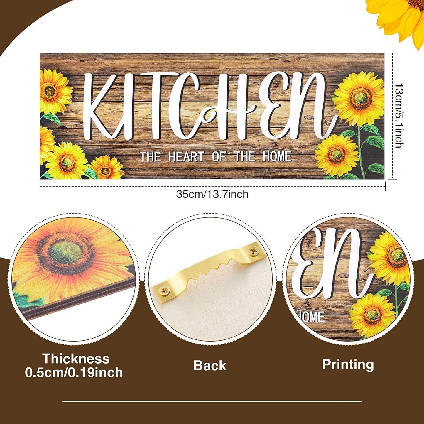 3 Pieces Sunflower Kitchen Decor Spring Decorations Blessed Thankful Wooden Hanging Sign Sunflower Gifts Wall Art Decor Farmhouse Summer Home Decor for Kitchen black