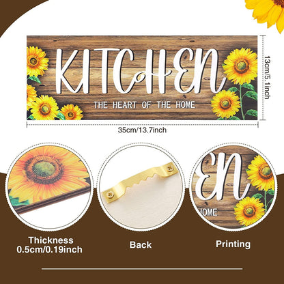 3 Pieces Sunflower Kitchen Decor Spring Decorations Blessed Thankful Wooden Hanging Sign Sunflower Gifts Wall Art Decor Farmhouse Summer Home Decor for Kitchen black