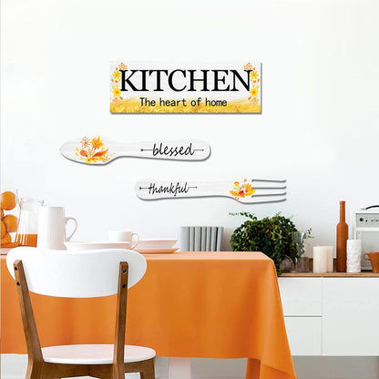 3 Pieces Sunflower Kitchen Decor Spring Decorations Blessed Thankful Wooden Hanging Sign Sunflower Gifts Wall Art Decor Farmhouse Summer Home Decor for Kitchen black