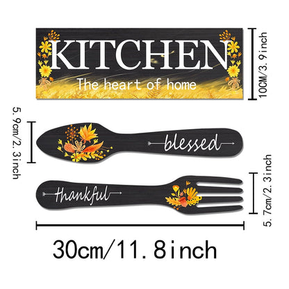 3 Pieces Sunflower Kitchen Decor Spring Decorations Blessed Thankful Wooden Hanging Sign Sunflower Gifts Wall Art Decor Farmhouse Summer Home Decor for Kitchen black