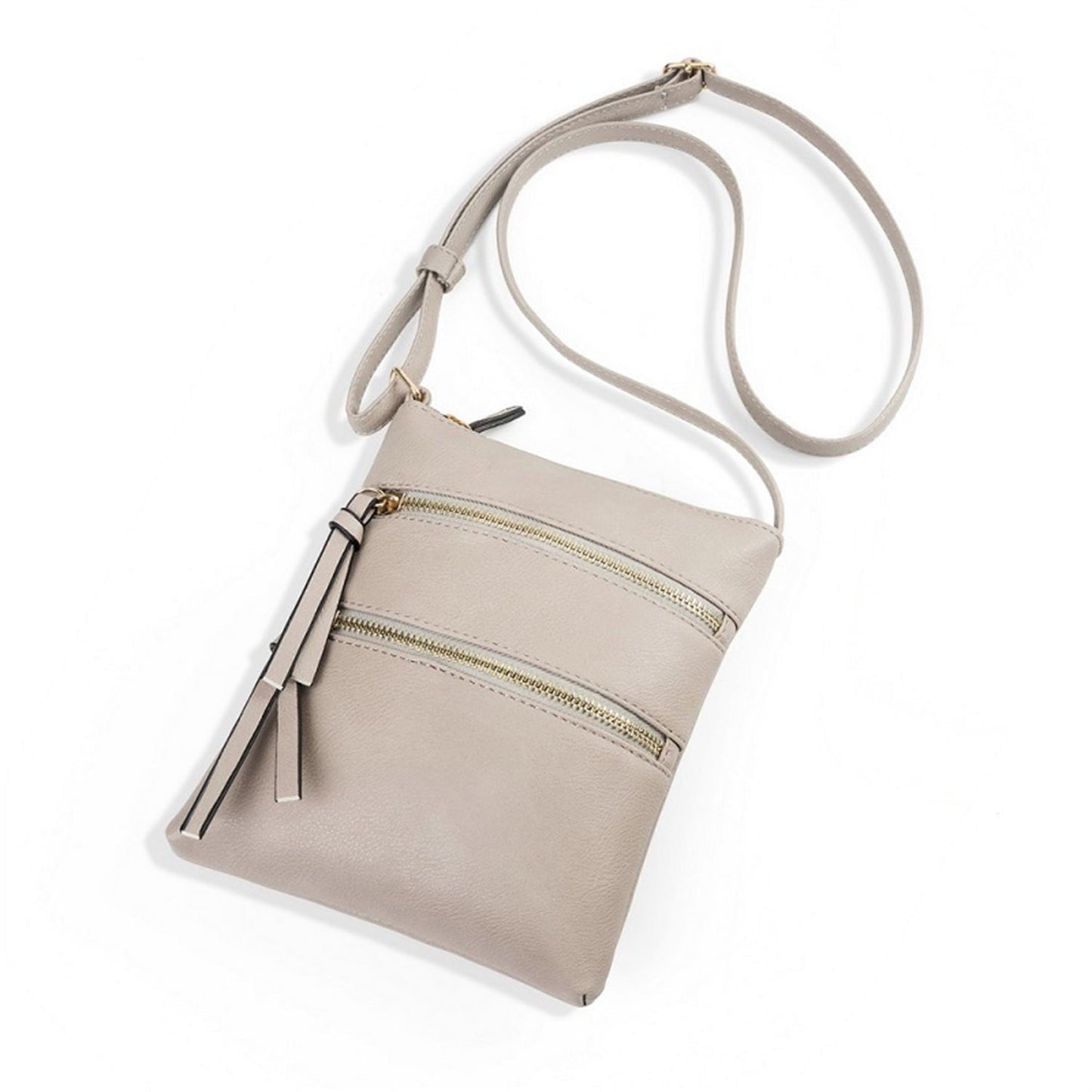 Small Crossbody Purses for Women Multi Pocket Travel Bag Over The Shoulder with Extra Long Strap - Beige Light Grey