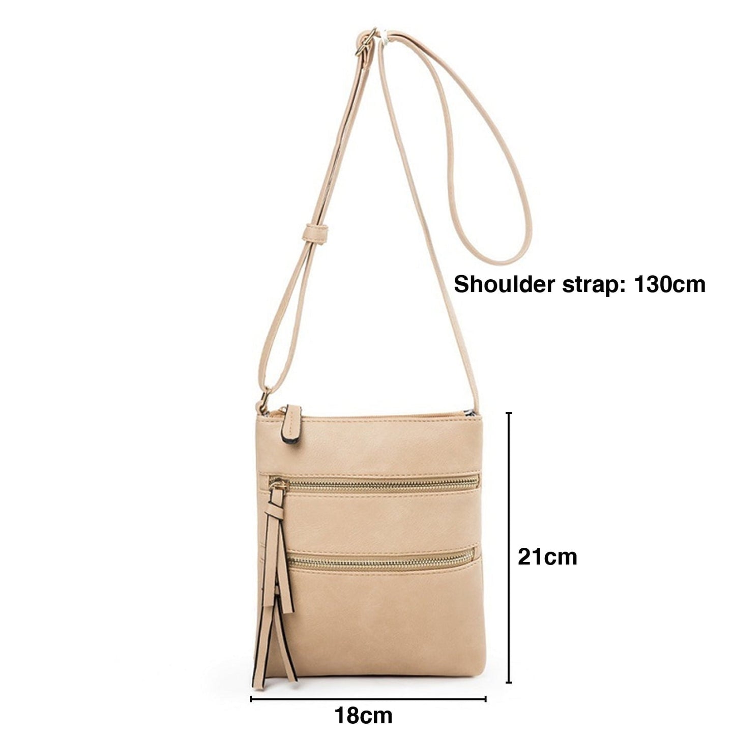 Small Crossbody Purses for Women Multi Pocket Travel Bag Over The Shoulder with Extra Long Strap - Beige Light Khaki