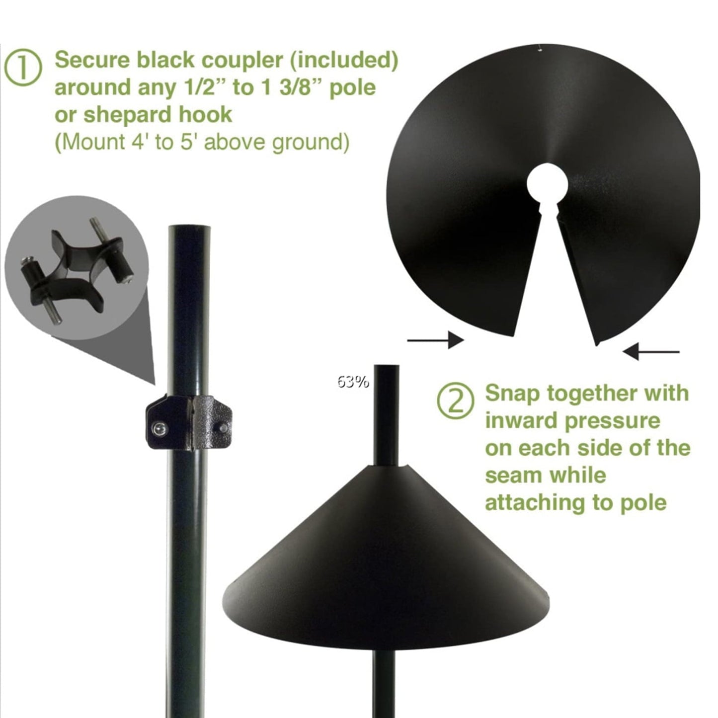 Squirrel Proof Baffle 鈥?12/14/16/18 Inches Wide Squirrel Protection for Bird Feeders 鈥?Anti-Rust Galvanized Steel Hangable Baffle, Protects Bird Houses from Squirrels 16" Black