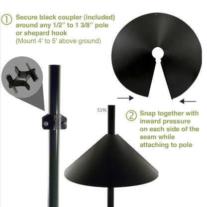 Squirrel Proof Baffle 鈥?12/14/16/18 Inches Wide Squirrel Protection for Bird Feeders 鈥?Anti-Rust Galvanized Steel Hangable Baffle, Protects Bird Houses from Squirrels 18" Black