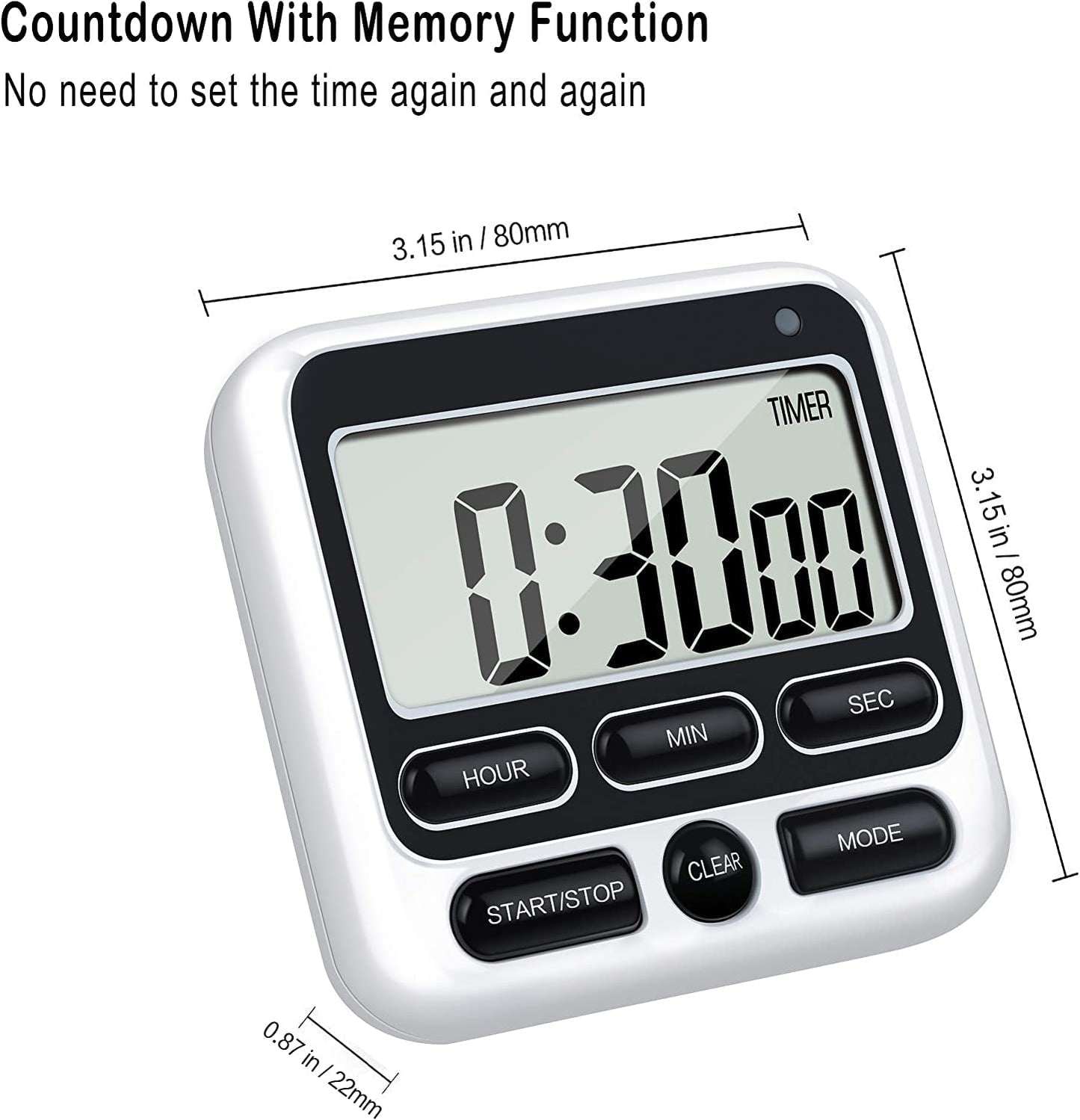 Digital Kitchen Timers for Cooking, Large Digits, Loud Alarm, Baking Kitchen Timers Black