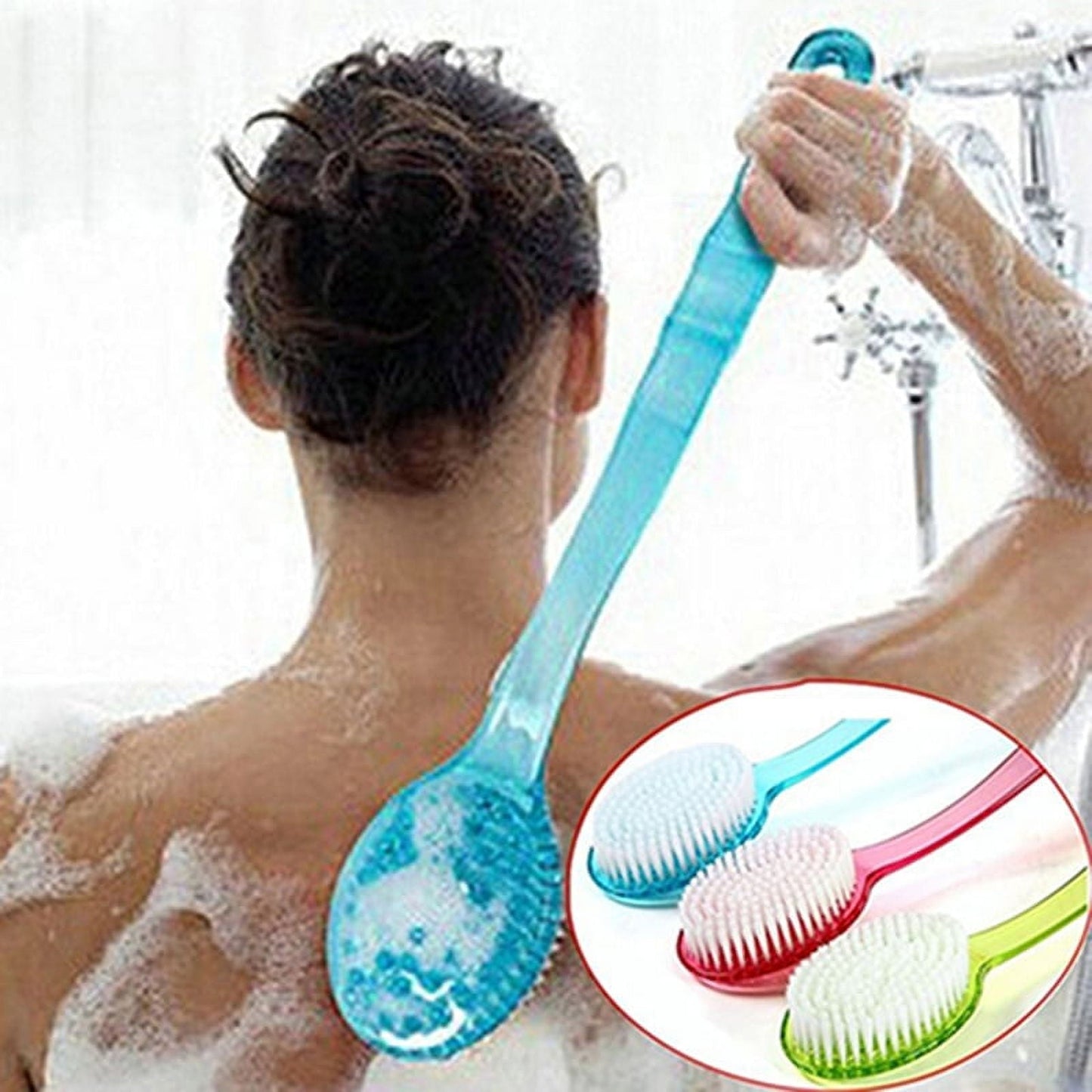 Warkul Long Handled Bath Shower Back Brush Body Scrubber Massager Skin Cleaning Tool Brush 2023 New Green