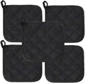 5Pcs Kitchen Pot Holders Set Heat Resistant Pure Cotton Potholders Kit Trivets Large Coasters Hot Pads Pot Holders for Everyday Cooking and Baking by 6.5 x 6.5 Inch Black