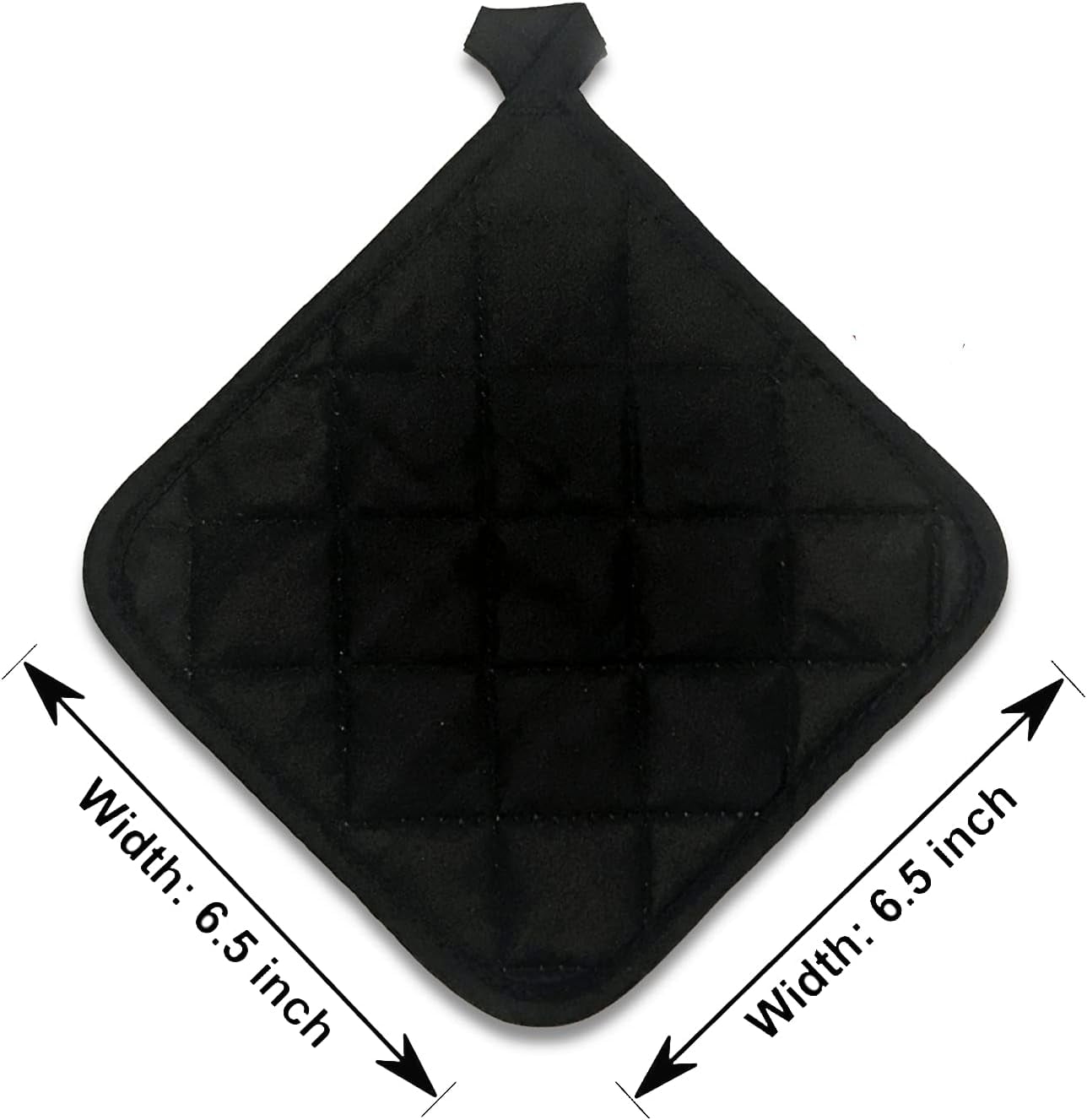 5Pcs Kitchen Pot Holders Set Heat Resistant Pure Cotton Potholders Kit Trivets Large Coasters Hot Pads Pot Holders for Everyday Cooking and Baking by 6.5 x 6.5 Inch Black