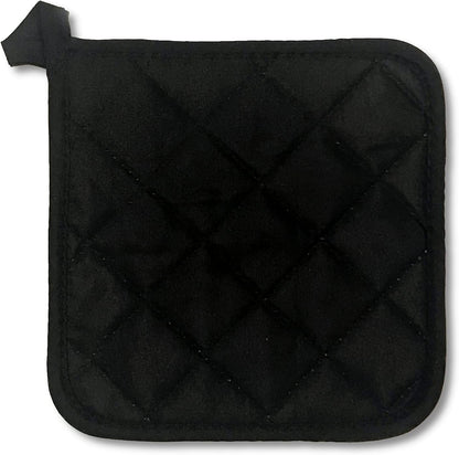 5Pcs Kitchen Pot Holders Set Heat Resistant Pure Cotton Potholders Kit Trivets Large Coasters Hot Pads Pot Holders for Everyday Cooking and Baking by 6.5 x 6.5 Inch Black