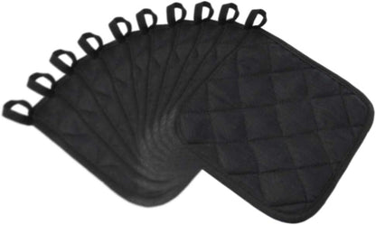 5Pcs Kitchen Pot Holders Set Heat Resistant Pure Cotton Potholders Kit Trivets Large Coasters Hot Pads Pot Holders for Everyday Cooking and Baking by 6.5 x 6.5 Inch Black