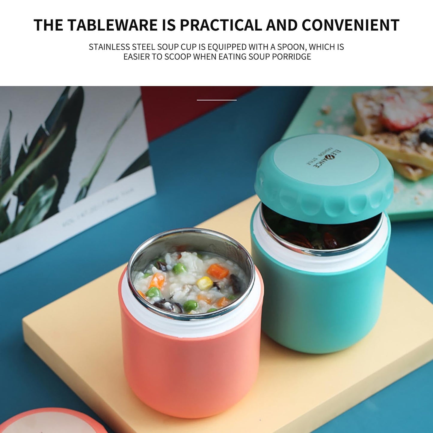 Aufmer Food Warm Thermal Leakproof Vacuum Stainless Reusable Lunch Box Green