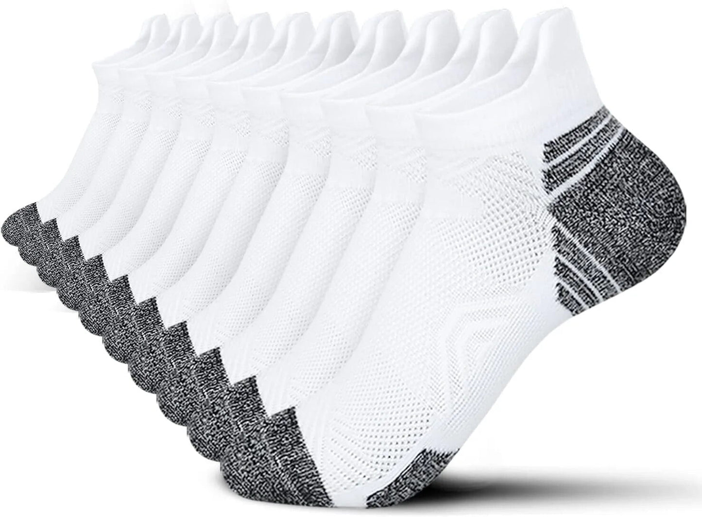 Tsoduce 5 Pairs Athletic Ankle Womens Socks Running Compression Socks for Women Cozy Low Cut Performance Soft Tab Socks White