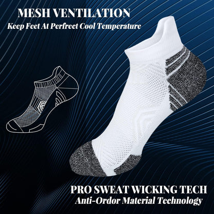 Tsoduce 5 Pairs Athletic Ankle Womens Socks Running Compression Socks for Women Cozy Low Cut Performance Soft Tab Socks White