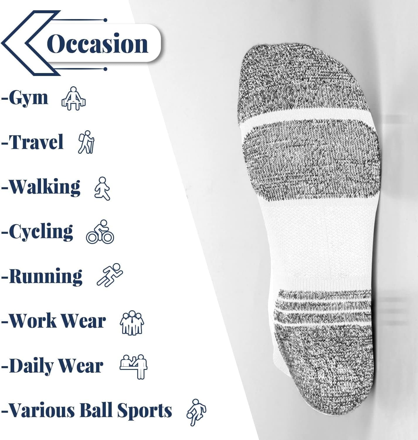 Tsoduce 5 Pairs Athletic Ankle Womens Socks Running Compression Socks for Women Cozy Low Cut Performance Soft Tab Socks White