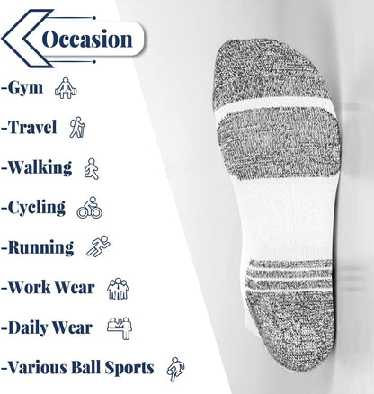 Tsoduce 5 Pairs Athletic Ankle Womens Socks Running Compression Socks for Women Cozy Low Cut Performance Soft Tab Socks White