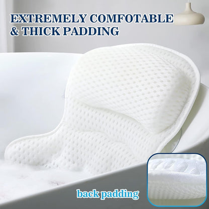 Bath Pillow Bathtub Pillow, Bath Pillows for Tub Neck and Back Support, Bath Tub Pillow Headrest with Soft 4D Mesh Fabric and Non-Slip Suction Cups, Relaxing Bath Accessories Spa Gifts