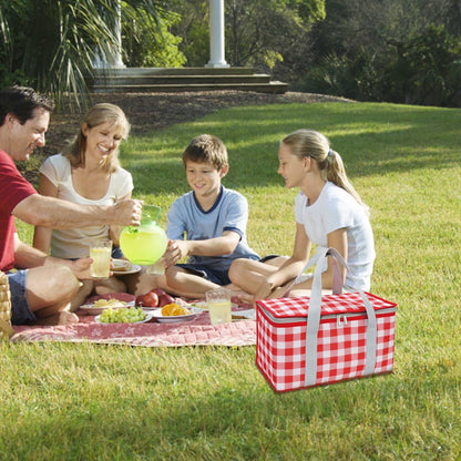 Potrochi Green Insulated Collapsible Cooler Bag for Groceries and Picnics Red