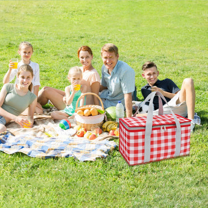 Potrochi Green Insulated Collapsible Cooler Bag for Groceries and Picnics Red
