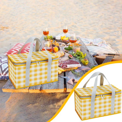 Potrochi Green Insulated Collapsible Cooler Bag for Groceries and Picnics yellow