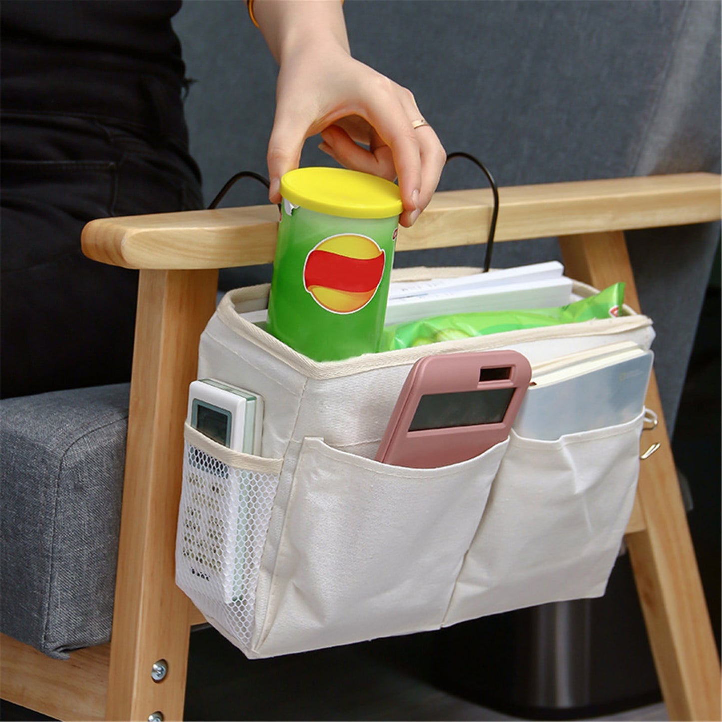 Jierger Bedside Caddy Hanging Bed Organizer Storage Bag Pocket for Bunk and Hospital Beds, College Dorm Rooms Baby Bed Rails, Camp 4 Pockets One Size Z-D 2PCS