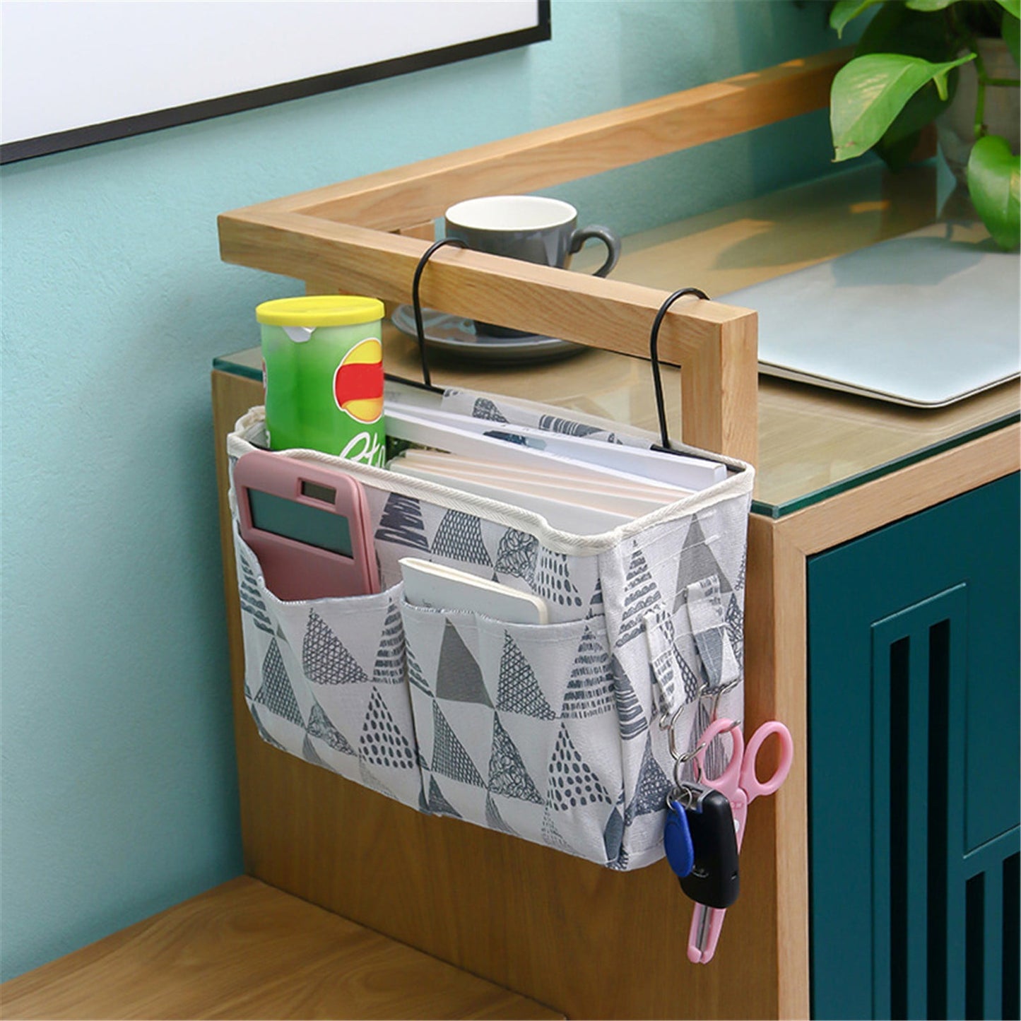 Jierger Bedside Caddy Hanging Bed Organizer Storage Bag Pocket for Bunk and Hospital Beds, College Dorm Rooms Baby Bed Rails, Camp 4 Pockets One Size Z-D 2PCS